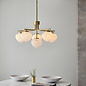 Connie - Satin Brass 6 Light Armed Chandelier with Confetti Glass