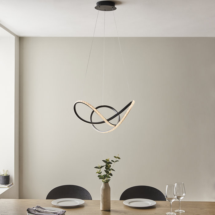 Volution - Texture Black LED Pendant Light with Acrylic Detailing