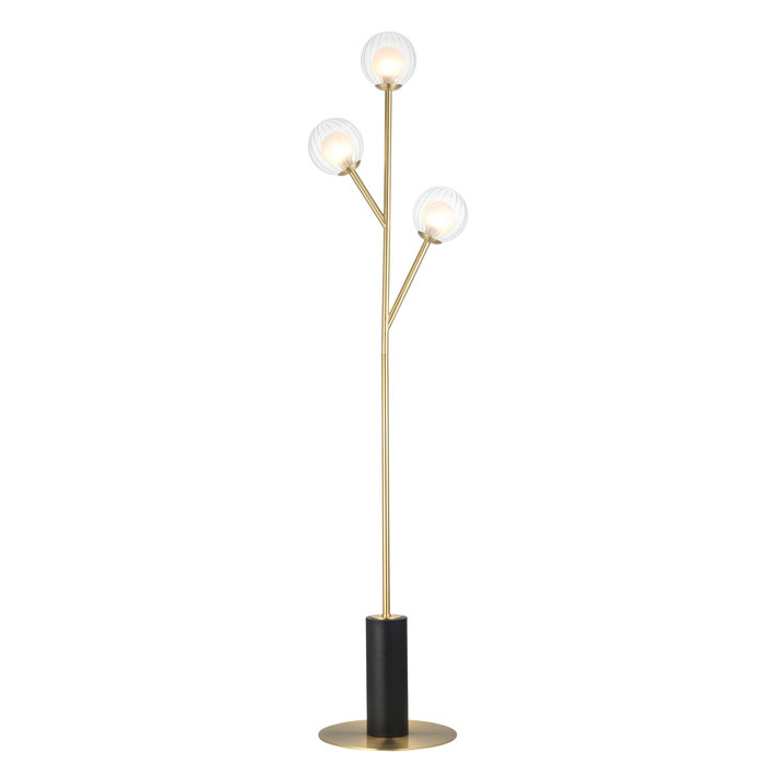 Buddug - 3 Light Satin Brass Floor Lamp