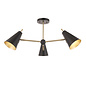 Lillie - Mid-Century Black & Gold 3 Light Semi Flush Ceiling Light