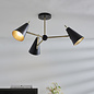 Lillie - Mid-Century Black & Gold 3 Light Semi Flush Ceiling Light