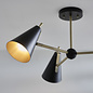 Lillie - Mid-Century Black & Gold 3 Light Semi Flush Ceiling Light