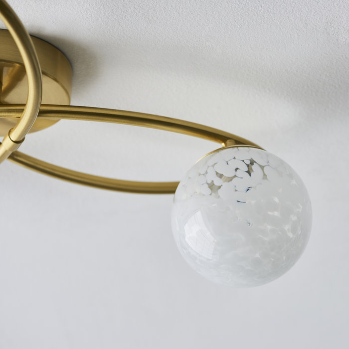 Connie - Satin Brass 3 light Semi Flush Ceiling Light with Confetti Glass