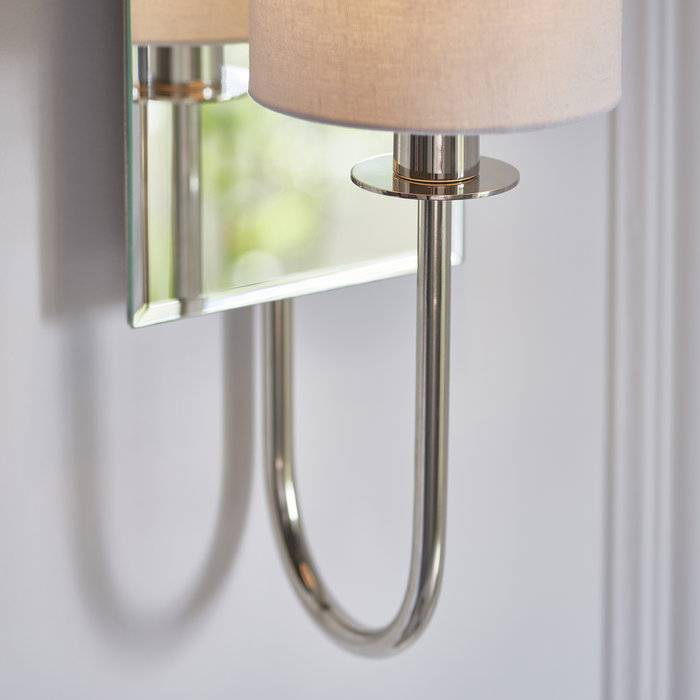 Jess - Mirrored Chrome Wall Light with Vintage White Shade