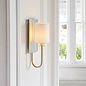 Jess - Mirrored Satin Brass Wall Light with Vintage White Shade