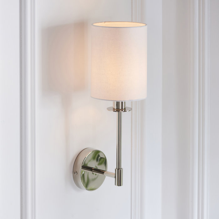 Cassie - Modern Polished Chrome Wall Light with Vintage White Shade