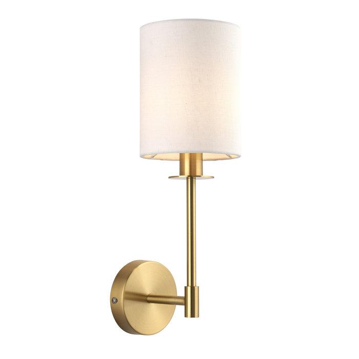 Cassie - Modern Satin Brass Wall Light with Vintage White Shade