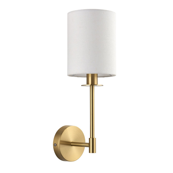 Cassie - Modern Satin Brass Wall Light with Vintage White Shade