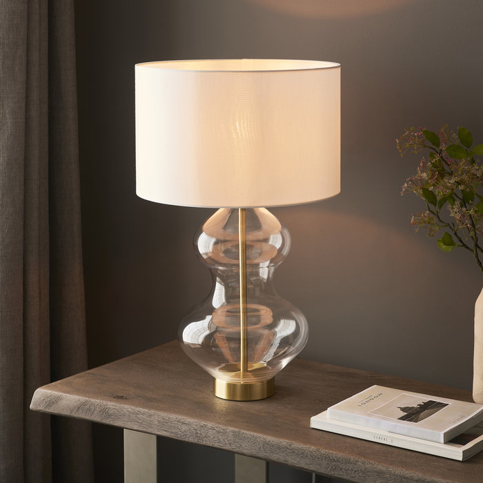 Bettina - Boutique Hotel Style Shaped Glass Touch Table Lamp with Vintage White Shade