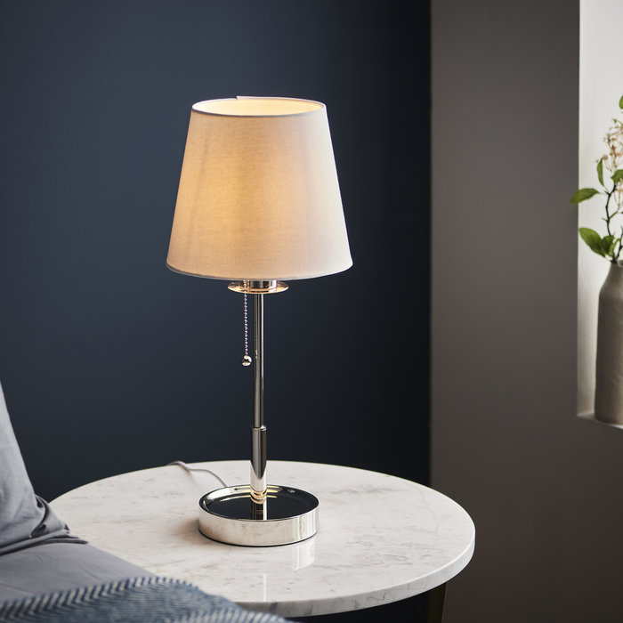 Rona - Vanity Table Lamp with Vintage White Shade - Polished Nickel