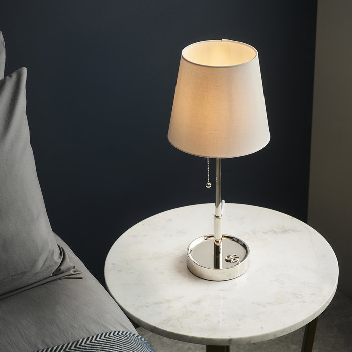 Rona - Vanity Table Lamp with Vintage White Shade - Polished Nickel