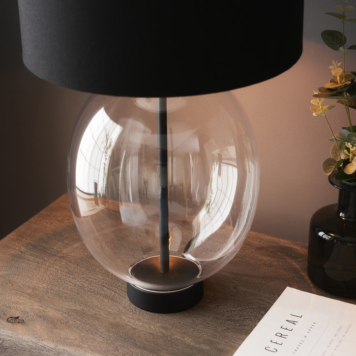 Bettina - Boutique Hotel Style Glass Touch Table Lamp with Black Shade