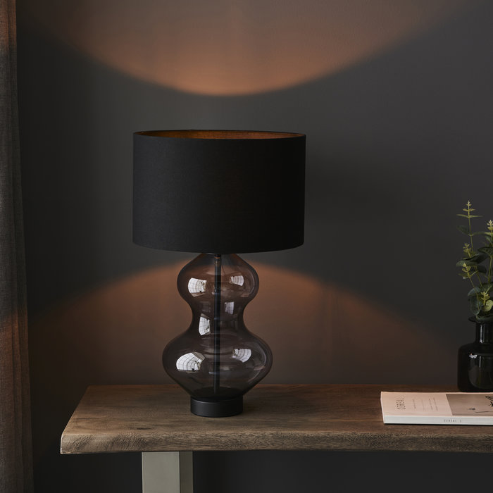 Bettina - Large Glass Touch Table Lamp with Black Shade