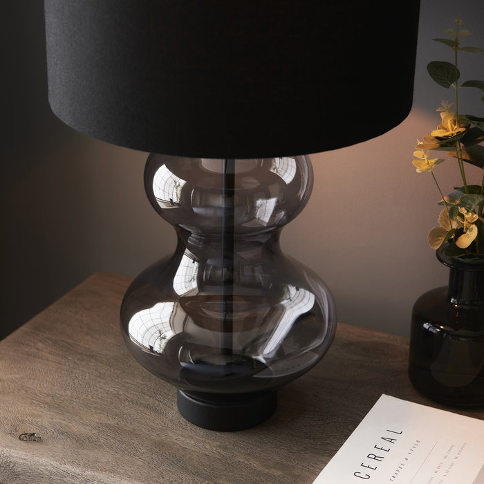 Bettina - Large Glass Touch Table Lamp with Black Shade