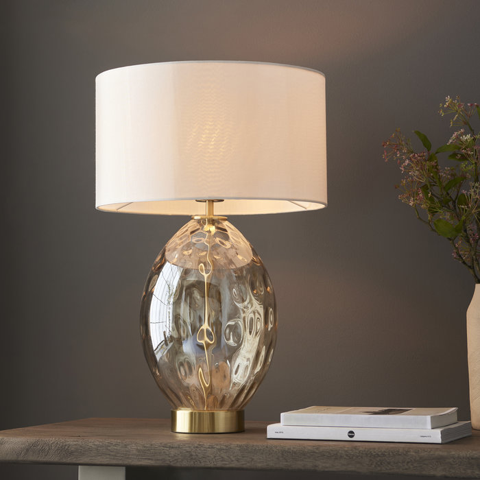 Bryonie - Brass and Champagne Colured Glass Touch Table Lamp