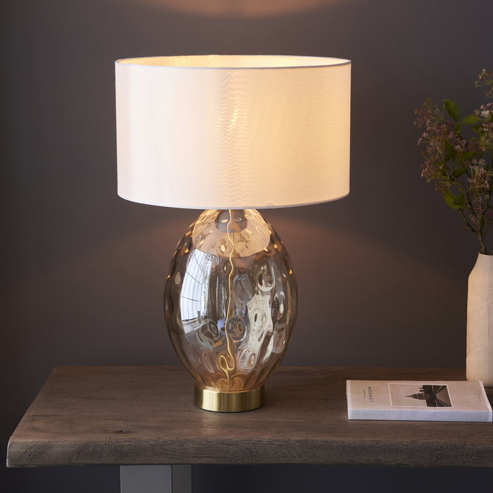 Bryonie - Brass and Champagne Colured Glass Touch Table Lamp