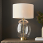 Bettina - Hotel Style Large Glass Touch Table Lamp with Vintage White Shade - Brass
