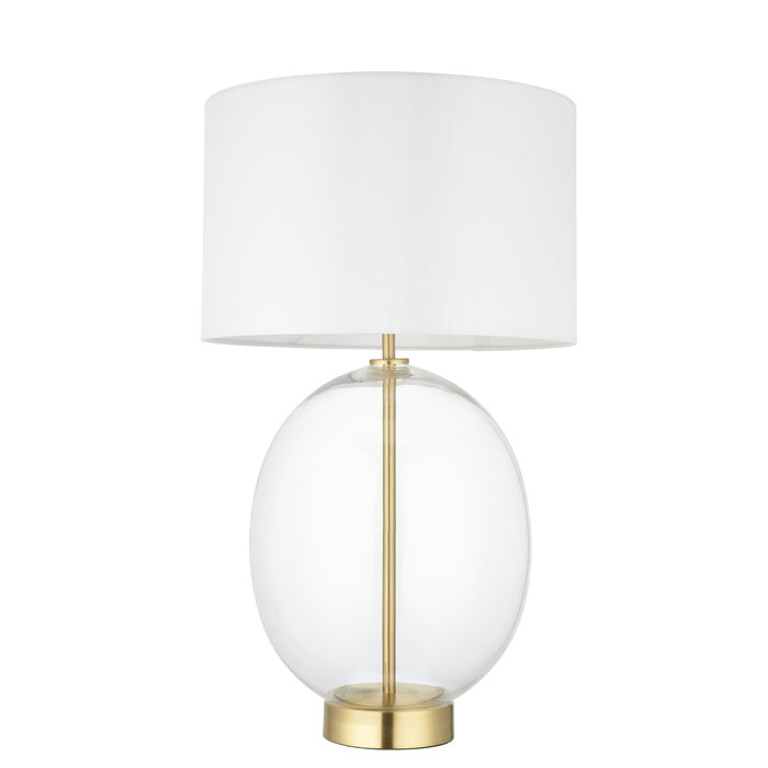 Bettina - Hotel Style Large Glass Touch Table Lamp with Vintage White Shade - Brass