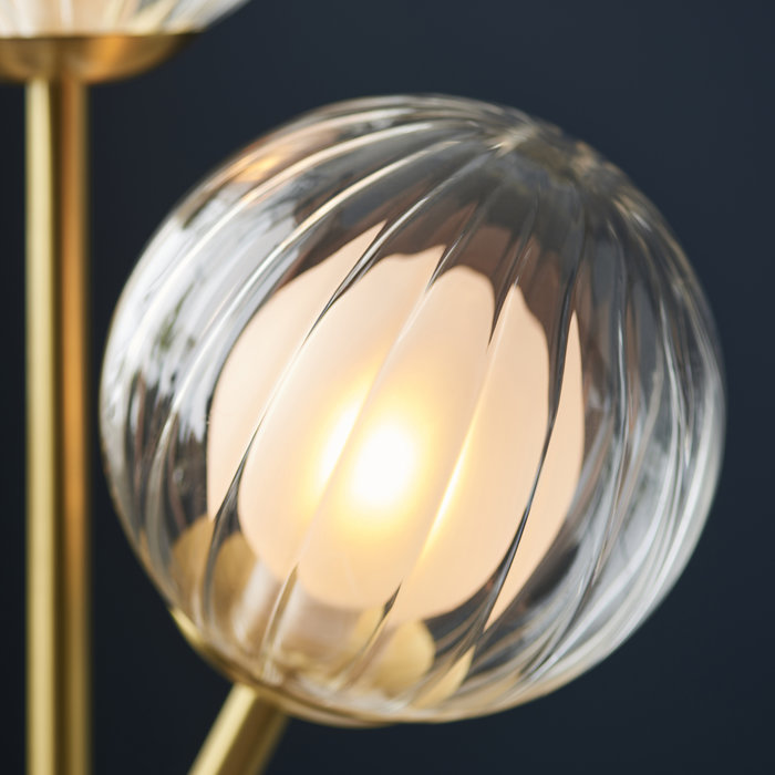 Buddug - 2 Light Table Lamp with Ribbed Glass Shades