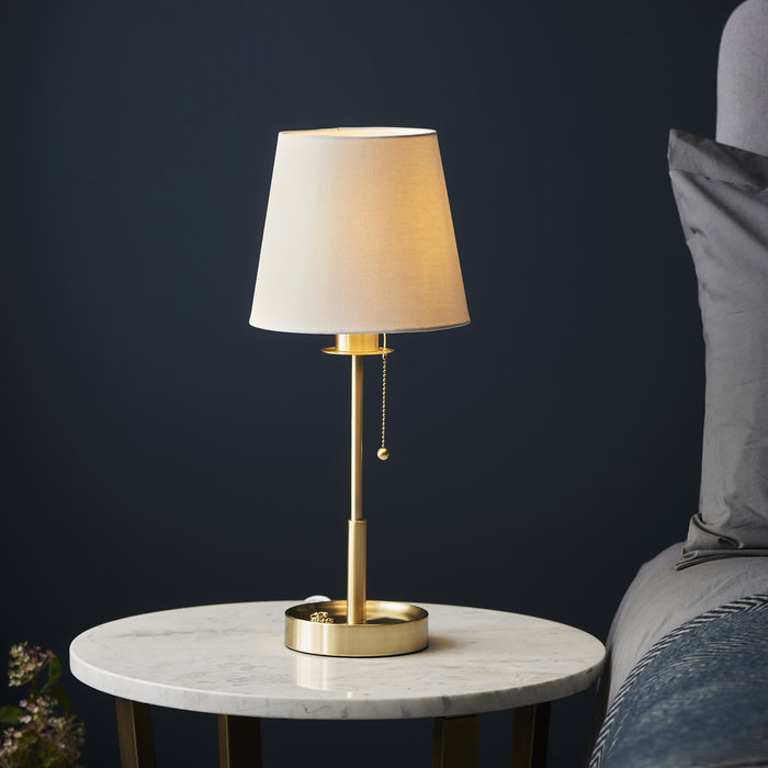 Sina - 3 Stage Touch Table Lamp - Brushed Brass and Vintage White Shad -  Lightbox