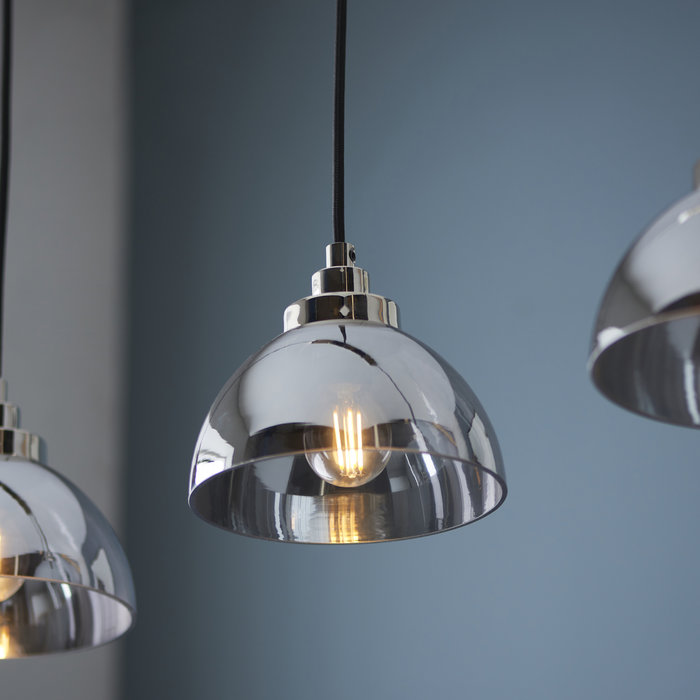 Casper -Modern Nickel and Smokey Glass 3 Light Linear Pendant