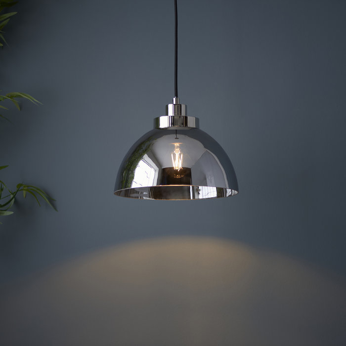 Casper -Modern Nickel and Smokey Glass Pendant