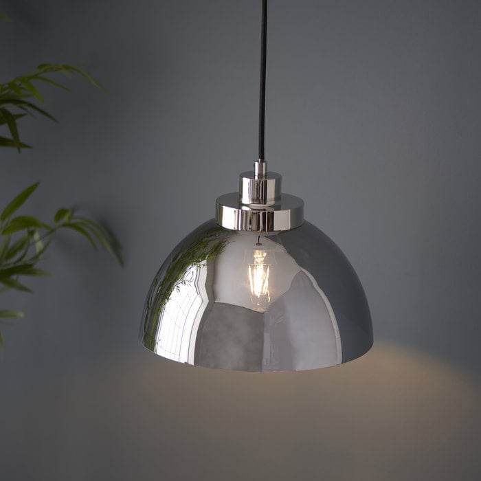 Casper -Modern Nickel and Smokey Glass Pendant