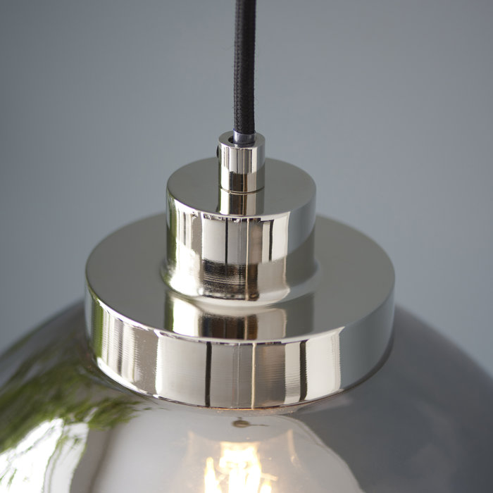 Casper -Modern Nickel and Smokey Glass Pendant