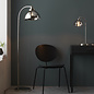 Casper -Modern Nickel and Smokey Glass Floor Lamp- Black Floor Light with Table and Opal Glass Shade - Copy