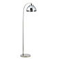 Casper -Modern Nickel and Smokey Glass Floor Lamp- Black Floor Light with Table and Opal Glass Shade - Copy