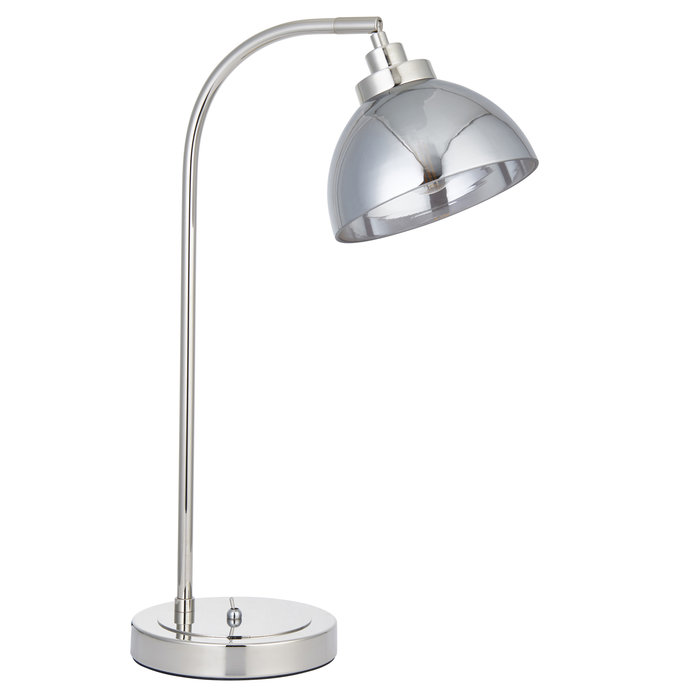 Casper -Modern Nickel and Smokey Glass Table Lamp