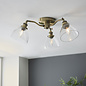 Shenna - Resto Industrial 3 Light Brass Semi Flush Ceiling Light