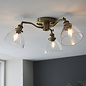 Shenna - Resto Industrial 3 Light Brass Semi Flush Ceiling Light