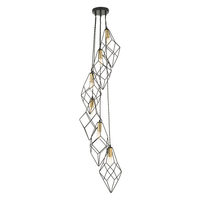 Jackson - Industrial Gold and Black 6 Light Pendant