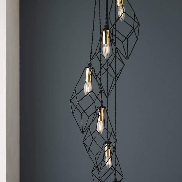 Jackson - Industrial Gold and Black 6 Light Pendant