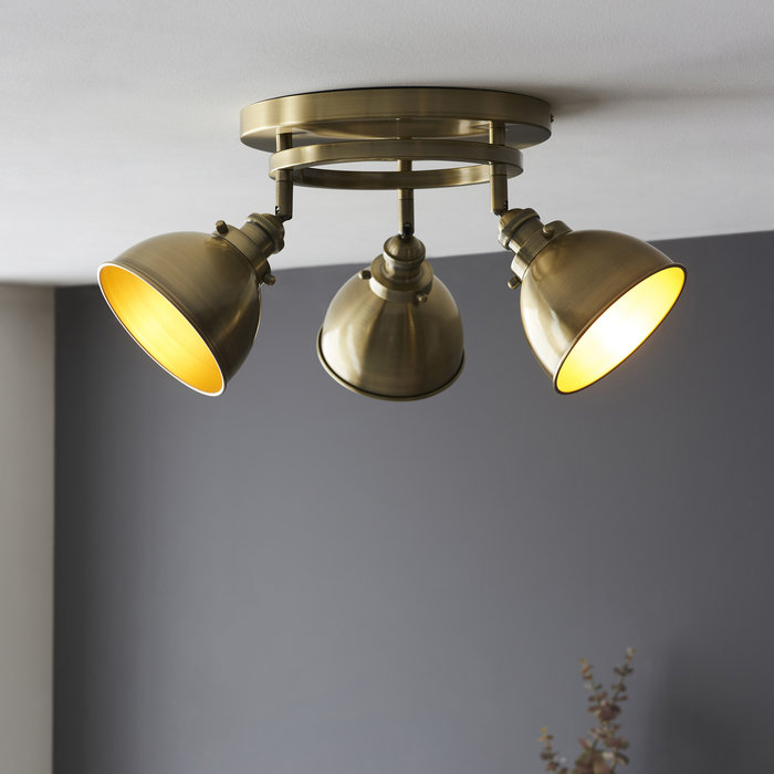 Wilna - Brass 3 Light Round Spotlight