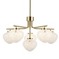 Connie - Satin Brass 6 Light Armed Chandelier with Confetti Glass