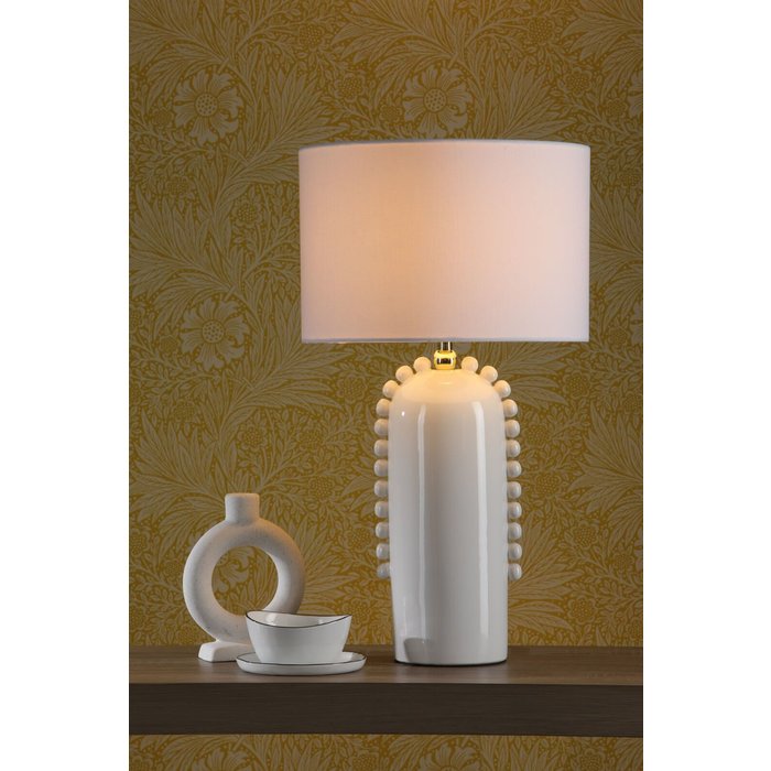 Bauble - Ivory & Gold Ceramic Table Lamp with White Shade