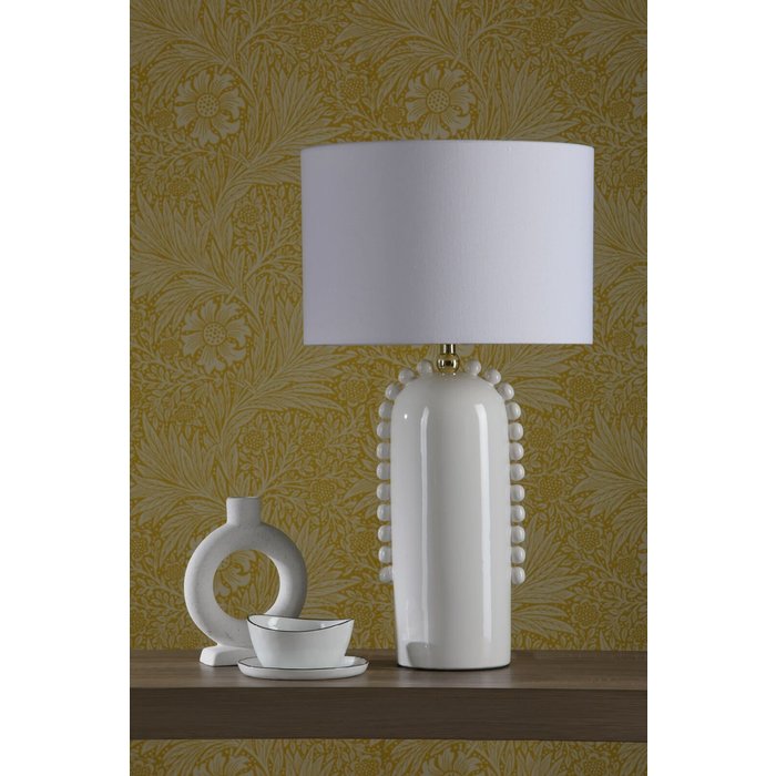 Bauble - Ivory & Gold Ceramic Table Lamp with White Shade