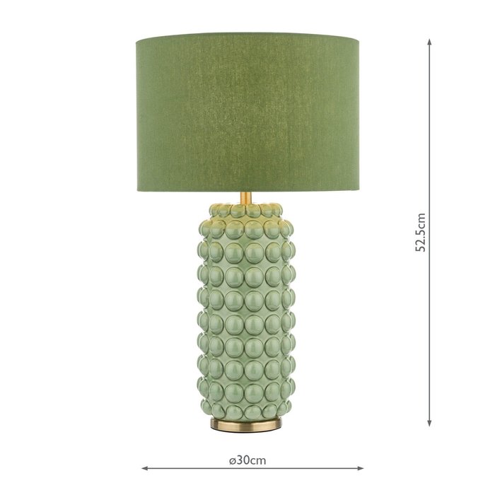 Renea - Brass & Green Ceramic Table Lamp with Shade