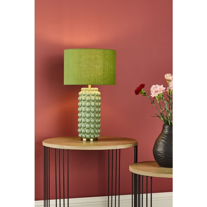 Renea - Brass & Green Ceramic Table Lamp with Shade