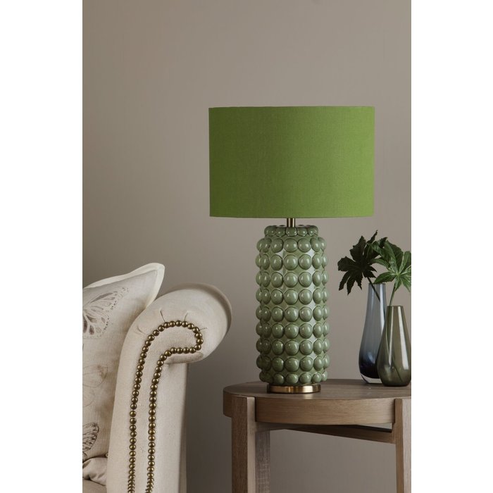 Renea - Brass & Green Ceramic Table Lamp with Shade