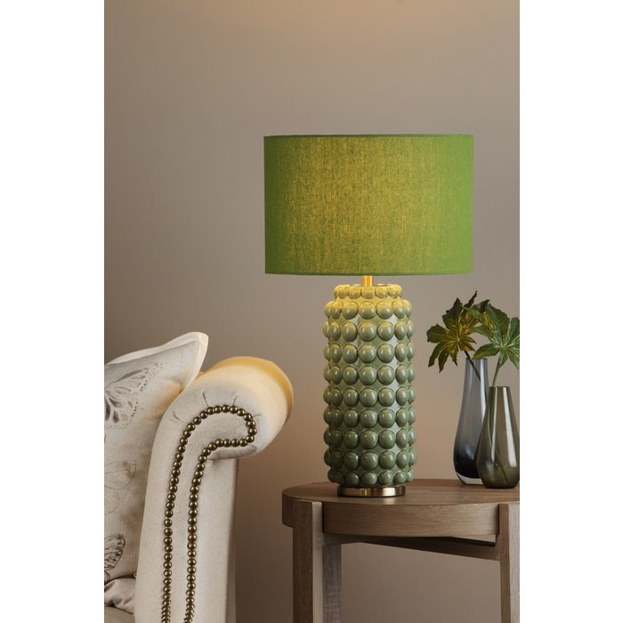 Renea - Brass & Green Ceramic Table Lamp with Shade