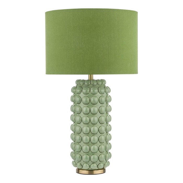 Renea - Brass & Green Ceramic Table Lamp with Shade