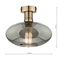 Emma - Brass and Smoked Glass Semi Flush Ceiling Light