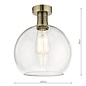 Emma - Brass and Clear Glass Semi Flush Ceiling Light