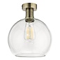 Emma - Brass and Clear Glass Semi Flush Ceiling Light