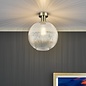 Emma - Brass and Round Ribbed Glass Semi Flush Ceiling Light