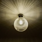 Emma - Brass and Round Ribbed Glass Semi Flush Ceiling Light