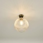 Emma - Brass and Round Ribbed Glass Semi Flush Ceiling Light